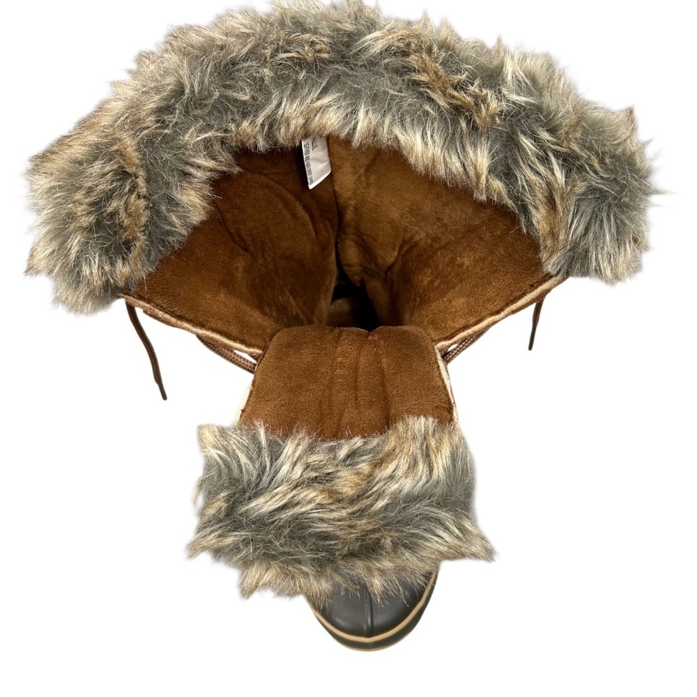 Khombu Allie Waterproof Brown Faux Fur Winter Lace-Up Duck Boots Size 7 - Picture 9 of 13